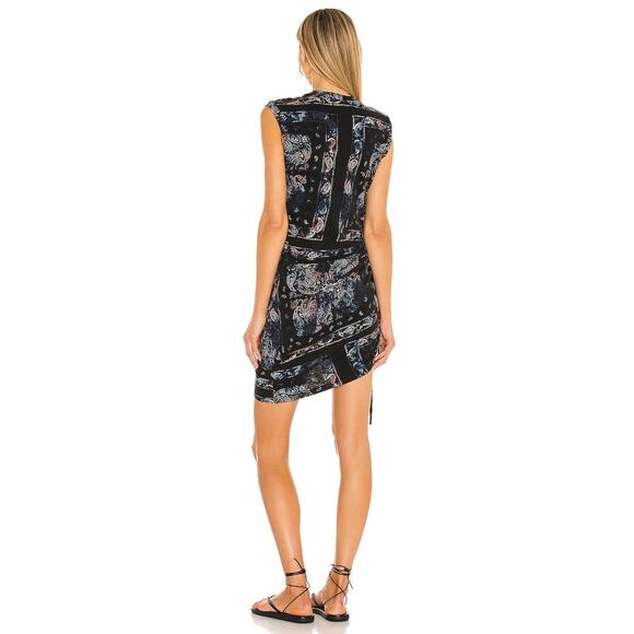 PAM & GELA Tie Dye Sleeveless Ruched Dress Black Base Print Casual Women's 0 - Picture 3 of 13